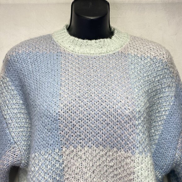Jessica Simpson Knit Pastel Color-block Oversized Cropped Sweater Women XS Blue - Picture 11 of 16